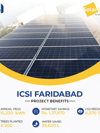 The Institute of Company Secretaries of India (ICSI) in Faridabad chose my services for their solar needs. This system provides annual savings of over ₹1.37 lakhs and reduces CO2 by 6,570 tons.