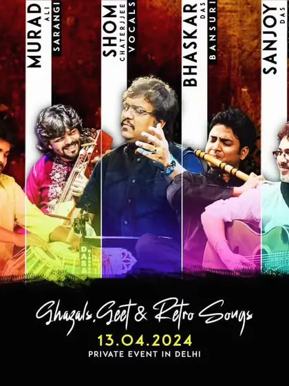 A poster for a private concert in Delhi with some of my favourite musicians. I was looking forward to creating an evening of Ghazals, Geet, and Retro Songs.