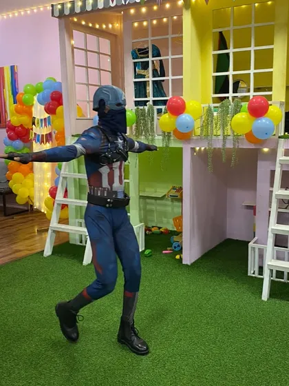 Captain America has arrived! Our mascots are great at interacting with the kids and making them feel like part of the action.
