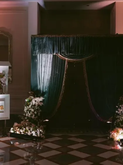 A popcorn cart adds another fun, thematic detail to the Bollywood Sangeet. These small touches help build a cohesive and memorable event experience.