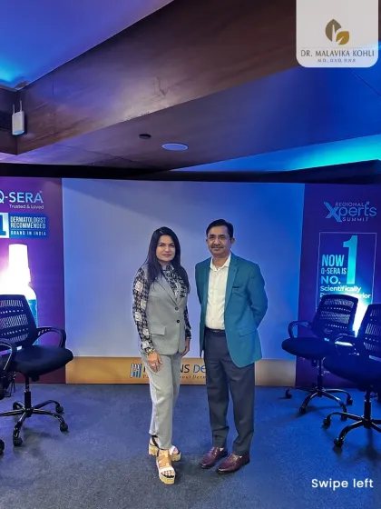 Posing with a colleague after a successful session on hair restoration. Collaborative events like these are crucial for elevating the standards of dermatological practice and patient care.