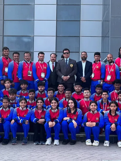 With the Indian Karate Players in Fujairah, UAE, for the WKF Karate1 Youth League. Providing international exposure to our youth is a top priority for KIO.
