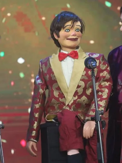 My parents, Ramdas and Aparna Padhye, on stage with their famous puppet character, Ardhavatrao. They have been performing together for decades.