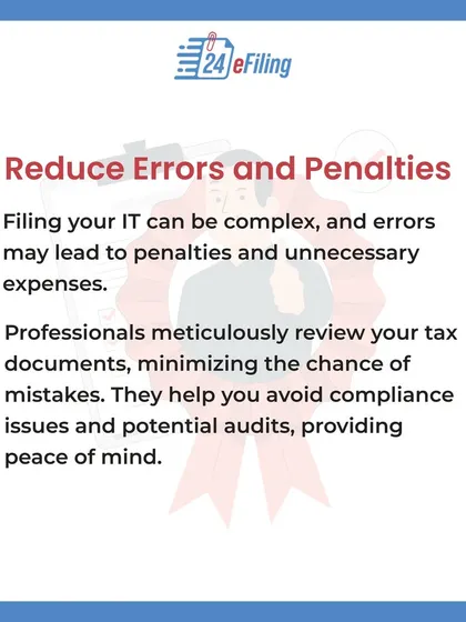Filing IT returns can be complex, and errors can lead to penalties. I meticulously review your tax documents to minimize mistakes, helping you avoid compliance issues and potential audits.