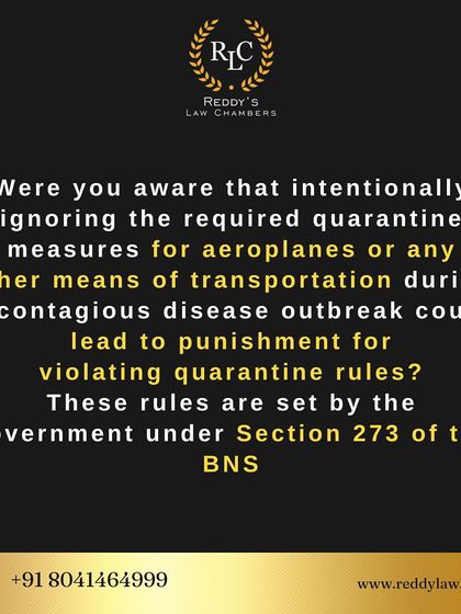 Quarantine rules are a matter of public health and safety. We explain Section 273 of the BNS, which outlines the penalties for intentionally violating government-mandated quarantine measures during a disease outbreak.