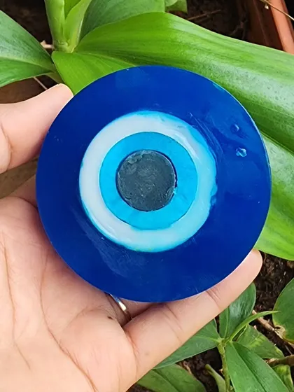 Protect your skin and spirit with my Evil Eye soap. It's a beautiful design that is thought to ward off negative energy while cleansing your body.