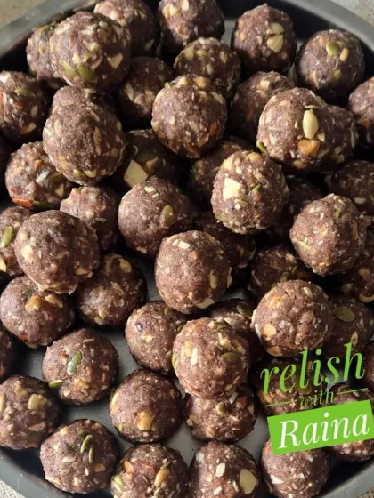 This platter is filled with my nutrient-dense Ragi Laddoos. Made with superfood ragi flour, pure ghee, and loaded with dry fruits, seeds, and dates, they are a delicious, gluten-free way to boost your iron and calcium intake.