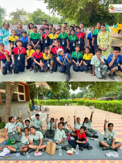 A collage capturing the energy and excitement of the nature education program at DLF World School. Happy faces and hands-on activities are what it's all about.
