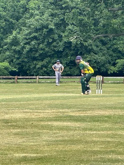 Another action shot of Hitesh at the crease during his UK cricket stint.