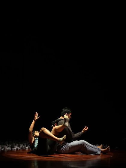 The actors of "Gretel" during a tech run.