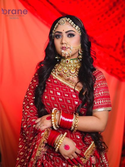 Inspired by the film 'Padmavat', this look features heavy traditional jewelry and a bold, royal makeup style created by one of our talented students.