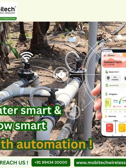 Water smart and grow smart with our complete automation dashboard, showing electricity status, fertigation levels, and valve controls.