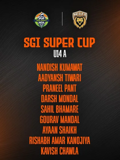 Our U14 A squad list for the SGI Super Cup. A team packed with talent and ready to compete.