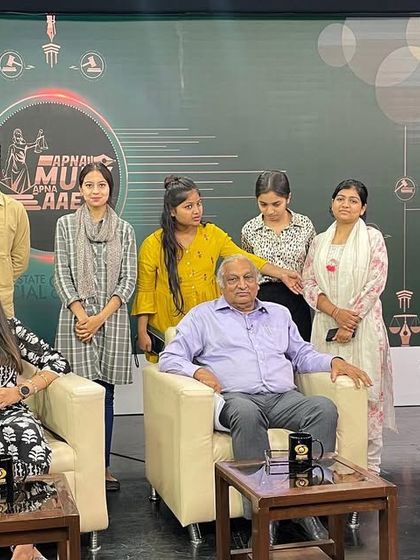 With the host and crew after a successful recording on defamation law for DD Urdu.