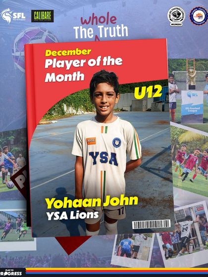 Yohaan John, our U12 Player of the Month for December. He was calm on the ball, sharp in his decisions, and influential in every game.