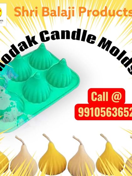 This graphic displays my 4-cavity Modak candle mold. It's a great tool for producing these popular festive items efficiently, whether for personal use or for your small business.