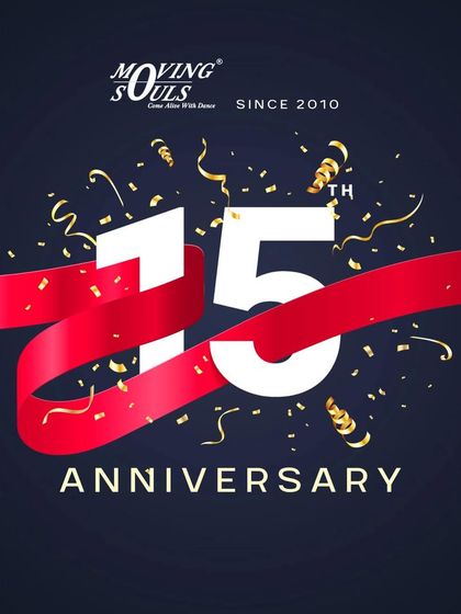 The official graphic for our 15th anniversary. It marks a huge milestone for our dance community, celebrating 15 years of passion, rhythm, and soul.
