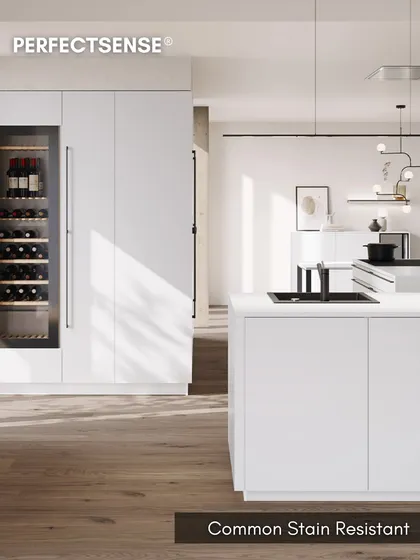 Common kitchen stains from things like masala or chai are no match for our stain-resistant PerfectSense® surfaces, ensuring your kitchen looks fresh for years.