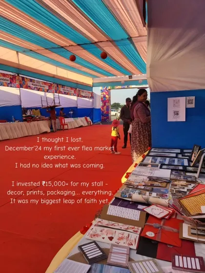 This was my first-ever flea market experience, a huge leap of faith where I invested over ₹15,000. I had no idea what was coming, but it was a defining moment in my journey as an artist.