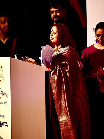 A proud moment for our whole community. Here I am on stage at the Bengaluru Poetry Festival, launching 'The BWW Book of Emerging Poets,' which features work from our talented writers. We don't just talk about writing; we work towards getting your stories published and heard.