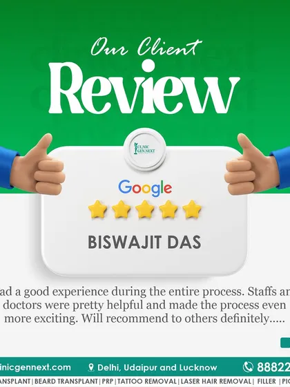 Your comfort and results are my top priority. I'm proud that my clients feel supported by our helpful staff and doctors throughout their treatment journey, as this 5-star review for our clinic experience shows.