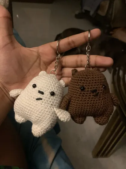 Your favorite We Bare Bears characters, Ice and Brown, as lil' keychain buddies. These custom character keychains are perfect for taking a friend with you everywhere you go.
