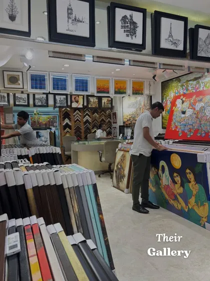 Inside our gallery, where we offer a bridge between artists and art lovers, providing thoughtful art solutions for homes, offices, and souls.