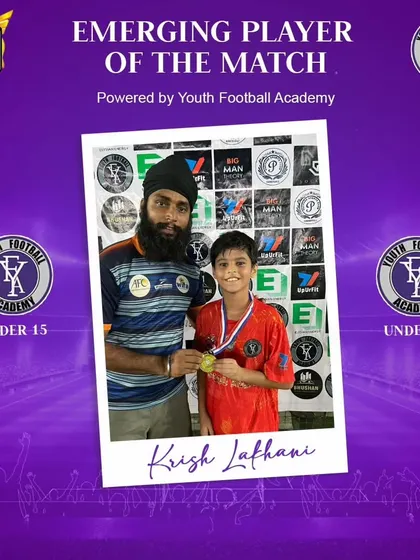 Krish Lakhani, another U-15 talent earning the Emerging Player award.