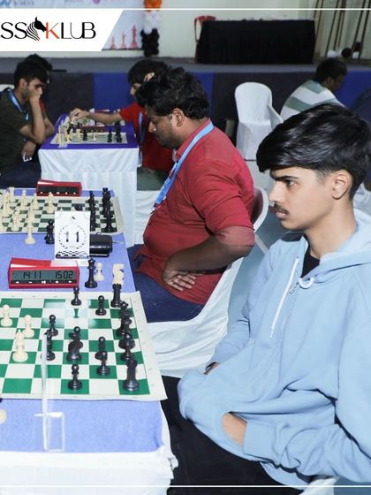 A player contemplates his position during our joint tournament with KSCA and BUDCA, a high-stakes event for rated players.