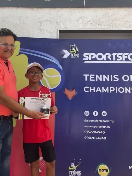 Congratulations to our rising star, Tavish Lohia, for reaching the finals of the U-12 category at the SportsFort Tennis Open Championship.