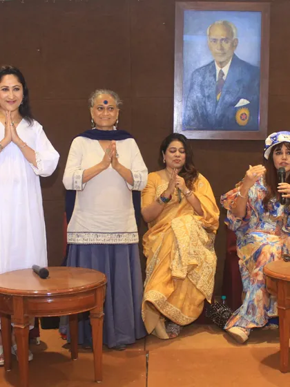 A moment of shared respect and 'Namaskar' with fellow panelists at the Heeramandi event. The camaraderie among the cast and crew was truly special.