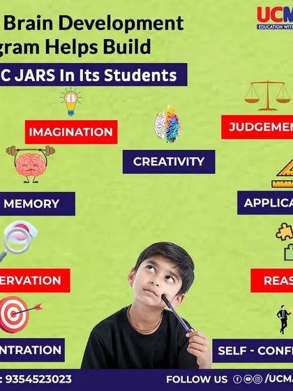 Our brain development program helps build "COMIC JARS" in students: Concentration, Observation, Memory, Imagination, Creativity, Judgement, Application, Reasoning, and Self-confidence.