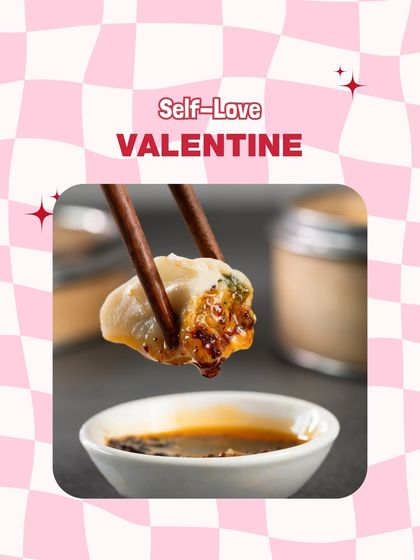 A single, perfect dimsum being dipped in chili oil. Sometimes the best dates are with yourself.