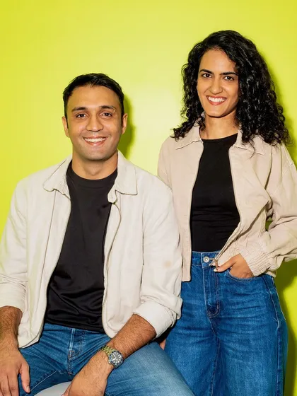 A classic portrait of the founders of Moxie Beauty. Their smiles and easy chemistry reflect the positive energy of their brand.