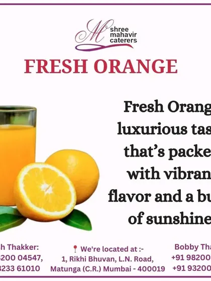 Enjoy a burst of sunshine with our fresh orange juice. Squeezed from ripe oranges, it delivers a luxurious and vibrant taste that is both refreshing and packed with Vitamin C.