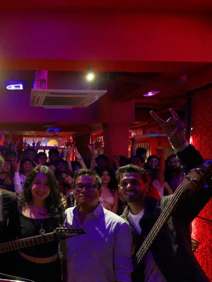 The Barney Collective, our rock-focused side project, after an energetic gig at Swig, Pune. We love to rock out with covers from Paramore, Coldplay, and more.