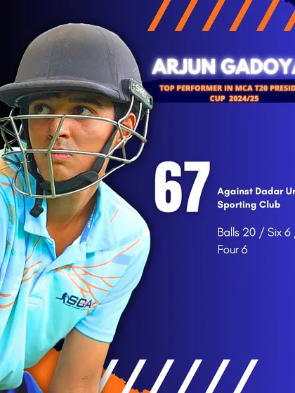 This is what modern cricket demands. Arjun Gadoya’s explosive knock of 67 from just 20 balls in the MCA T20 President's Cup shows how we prepare our batsmen for the power-hitting requirements of the T20 format.