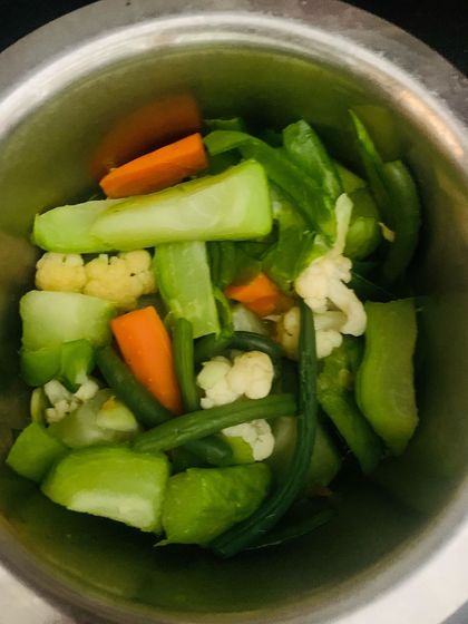 The simple boiled vegetables I serve with my pork dishes to balance the meal.