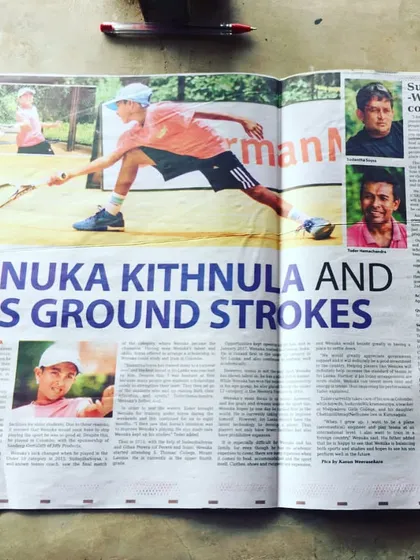 A full page interview detailing Wenuka's journey and achievements in tennis. We take immense pride in seeing our players' dedication recognized in major publications.