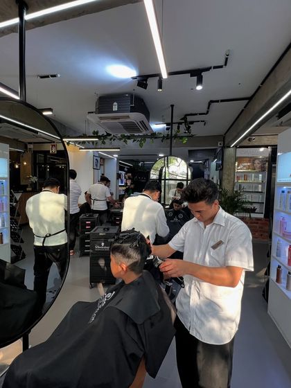 A busy day at the salon. The energy is always creative and collaborative.