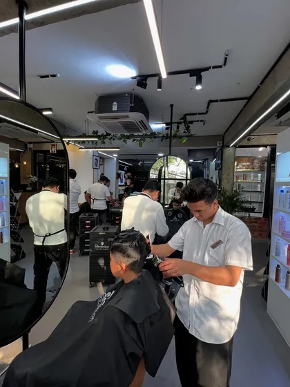 A busy day at the salon. The energy is always creative and collaborative.