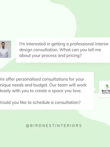 This graphic illustrates a typical first conversation with a client. We offer personalized consultations to understand your unique needs and budget before beginning any design work.