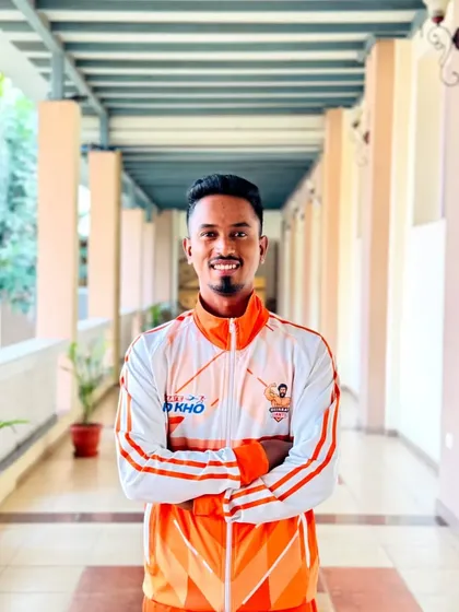 Deepak Madhav, representing the Gujarat Giants. From our maidan to the national stage, our players carry the spirit of Mahatma Gandhi Sports Academy everywhere.