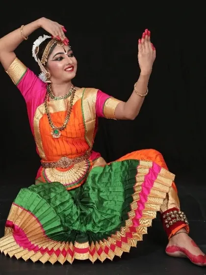 Our best wishes to my student Ashwini for her upcoming Rangapravesha. This photo captures her looking radiant and ready for her solo debut.