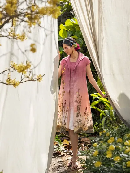 This campaign captures the essence of slow fashion with an ethereal touch. The layered, hand-embroidered linen ensemble set in a natural garden reflects my passion for creating looks that are gentle, thoughtful, and beautiful.