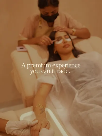 Your comfort is my priority. Here, a client relaxes while receiving a lash treatment. My studio is designed to be a premium, serene space where you can unwind and trust that you are in expert hands.