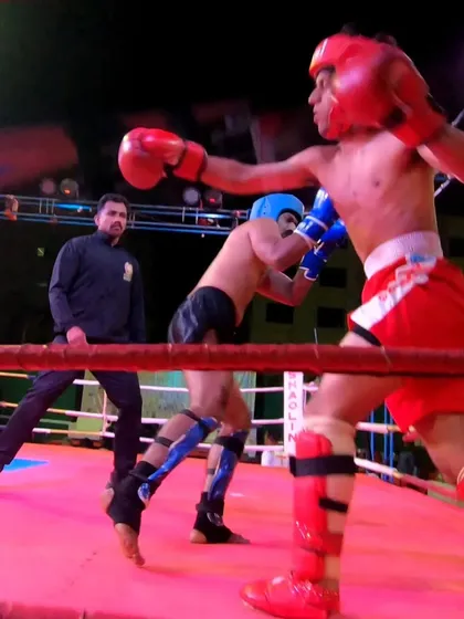 A sharp right hand from our fighter finds its mark in the championship final.