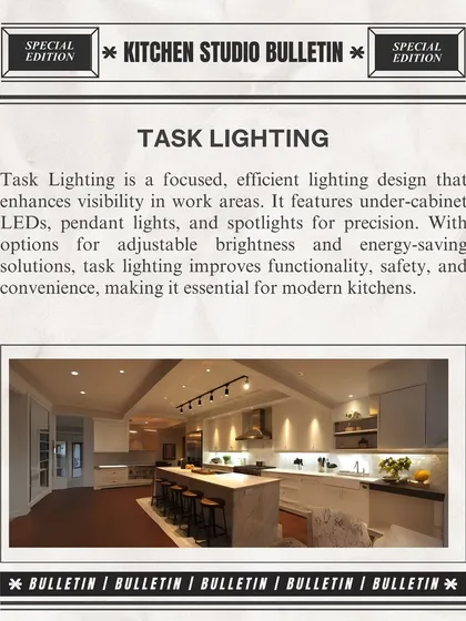 Task lighting, such as under-cabinet LEDs, is essential for illuminating work areas. It improves visibility and safety while you cook.