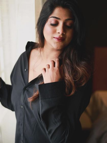 A portrait showing the soft lighting on the makeup. The look is designed to be beautiful in any setting, from bright daylight to evening events.