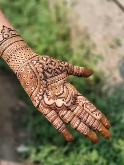 The same geometric design, showing how it looks from a slightly different angle. The wristband gives it a nice, finished look.